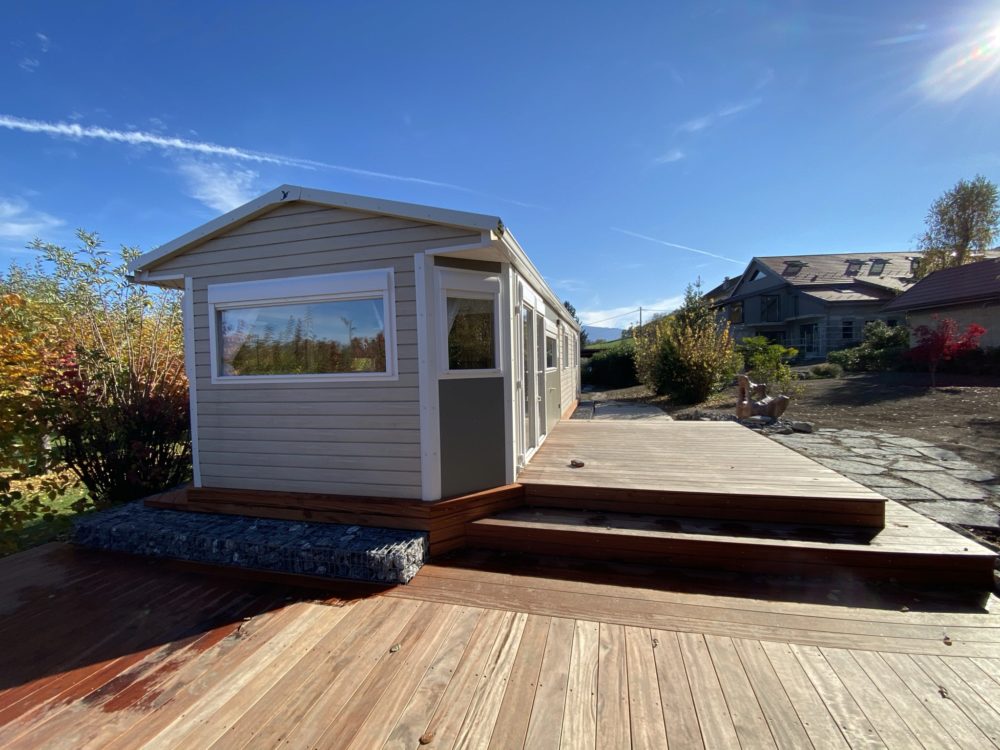 Terrasse bois classique couverte pour mobil-home